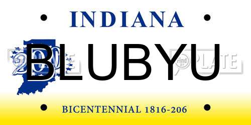 BLUBYU Indiana License Plate