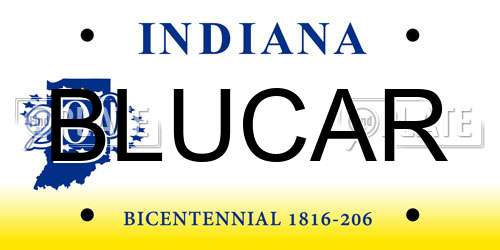 BLUCAR Indiana License Plate