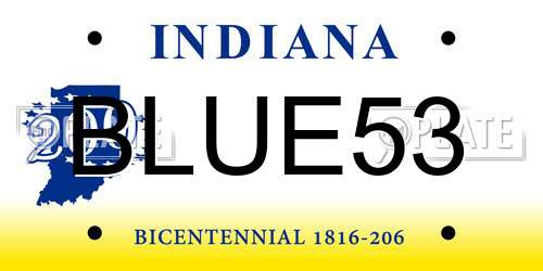 BLUE53 Indiana License Plate