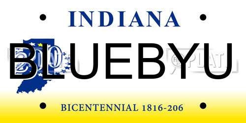 BLUEBYU Indiana License Plate