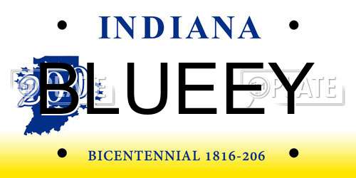 BLUEEY Indiana License Plate