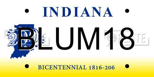 BLUM18 Indiana License Plate