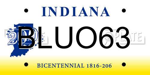 BLUO63 Indiana License Plate