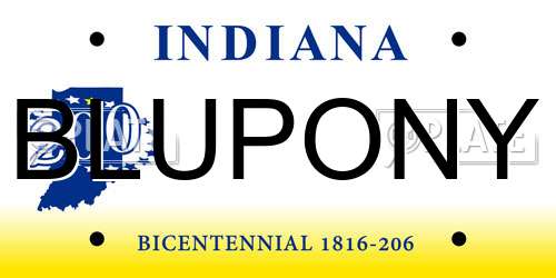 BLUPONY Indiana License Plate