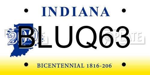 BLUQ63 Indiana License Plate