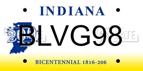 BLVG98 Indiana License Plate