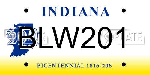 BLW201 Indiana License Plate