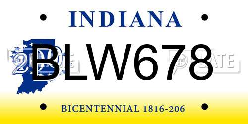 BLW678 Indiana License Plate