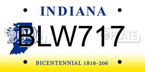 BLW717 Indiana License Plate