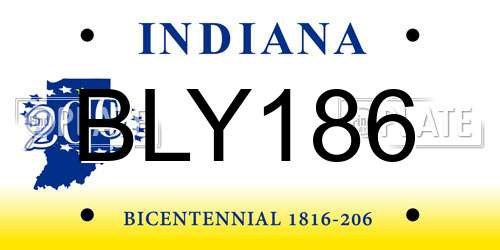 BLY186 Indiana License Plate