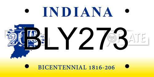 BLY273 Indiana License Plate