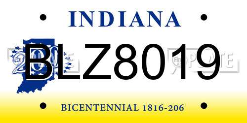 BLZ8019 Indiana License Plate