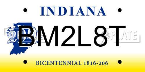 BM2L8T Indiana License Plate
