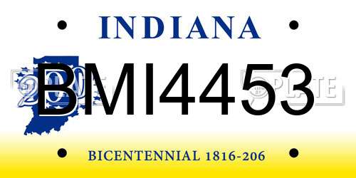 BMI4453 Indiana License Plate