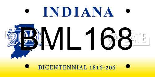 BML168 Indiana License Plate