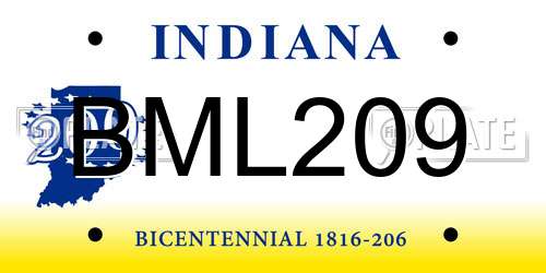 BML209 Indiana License Plate