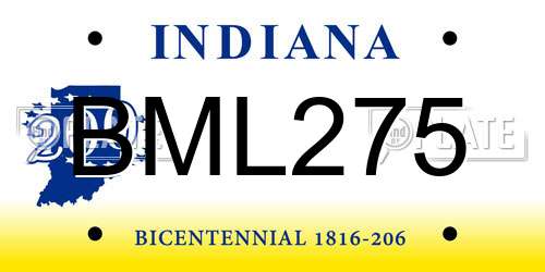 BML275 Indiana License Plate