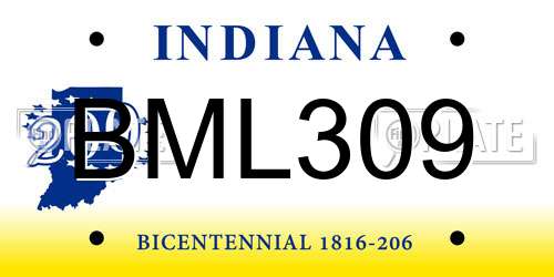 BML309 Indiana License Plate