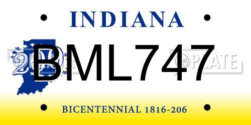 BML747 Indiana License Plate