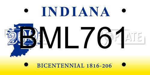 BML761 Indiana License Plate