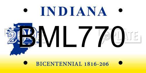 BML770 Indiana License Plate