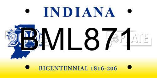 BML871 Indiana License Plate