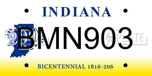 BMN903 Indiana License Plate
