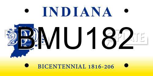 BMU182 Indiana License Plate