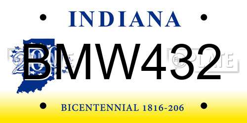 BMW432 Indiana License Plate