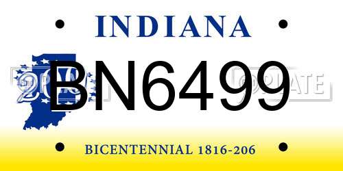 BN6499 Indiana License Plate