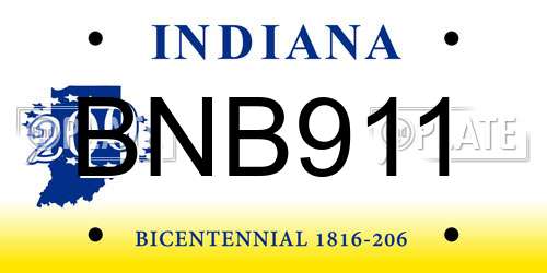 BNB911 Indiana License Plate