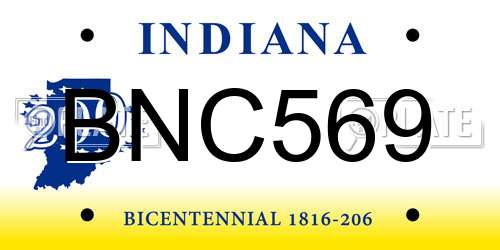 BNC569 Indiana License Plate