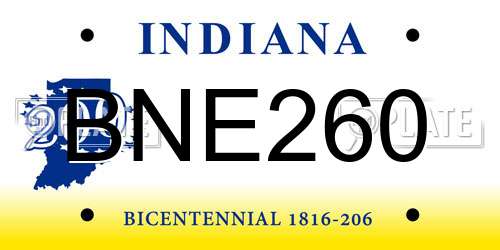 BNE260 Indiana License Plate