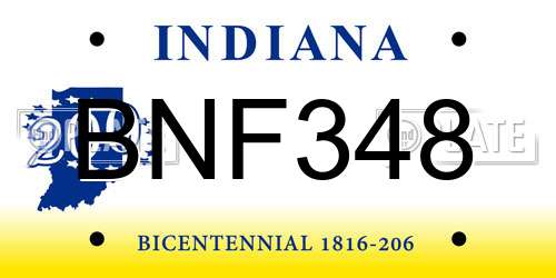 BNF348 Indiana License Plate