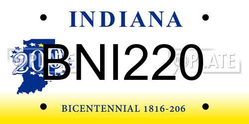 BNI220 Indiana License Plate