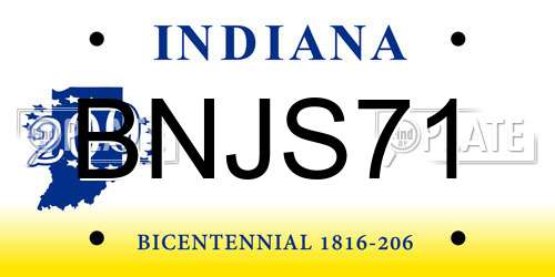 BNJS71 Indiana License Plate
