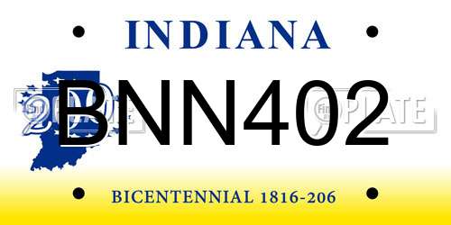 BNN402 Indiana License Plate