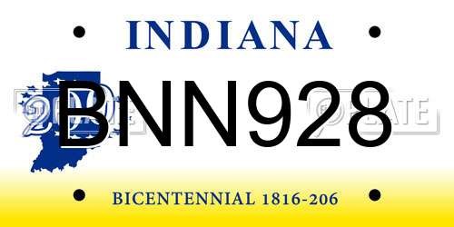 BNN928 Indiana License Plate