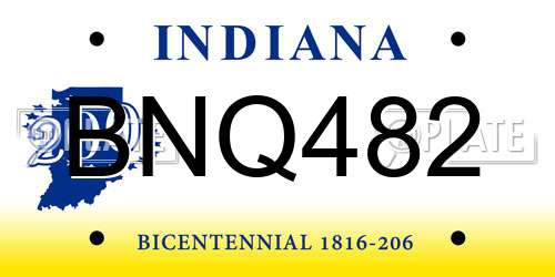 BNQ482 Indiana License Plate