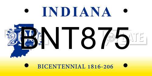 BNT875 Indiana License Plate