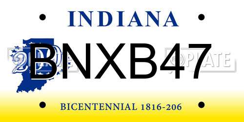 BNXB47 Indiana License Plate