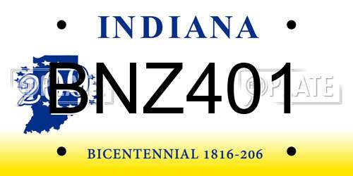 BNZ401 Indiana License Plate