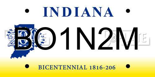 BO1N2M Indiana License Plate