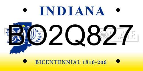 BO2Q827 Indiana License Plate