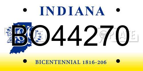 BO44270 Indiana License Plate