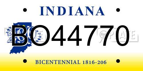 BO44770 Indiana License Plate