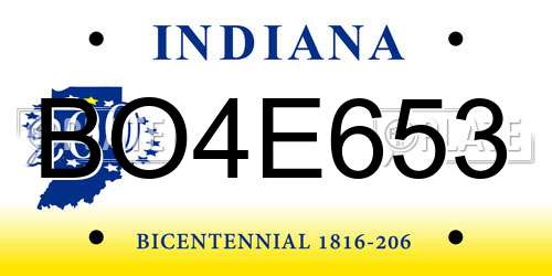 BO4E653 Indiana License Plate