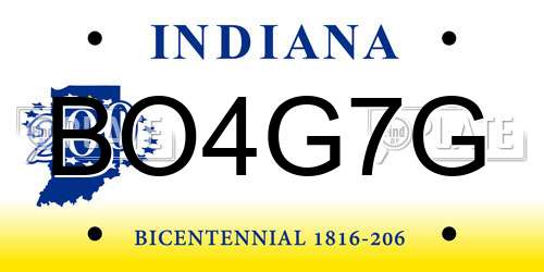 BO4G7G Indiana License Plate
