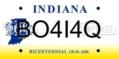 BO4I4Q Indiana License Plate