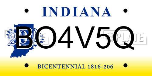 BO4V5Q Indiana License Plate